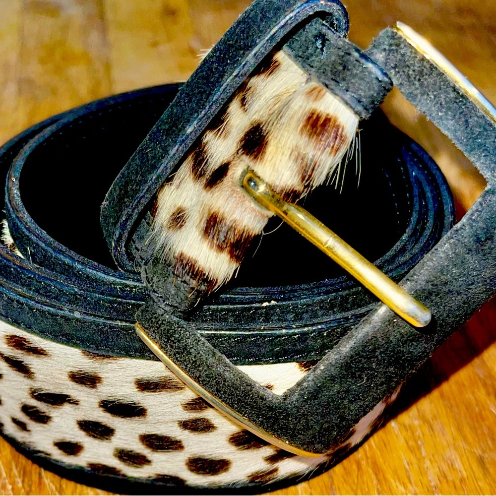 NEW ECHO Italian leather leopard belt M